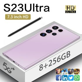 Hot Sale Brand New Android Mobile Phone S23 Ultra5G Dual Nano SIM Version 13.0 US Ready Stock. (Color: pink)